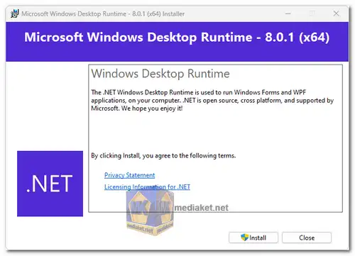 Microsoft .NET Desktop Runtime screenshot