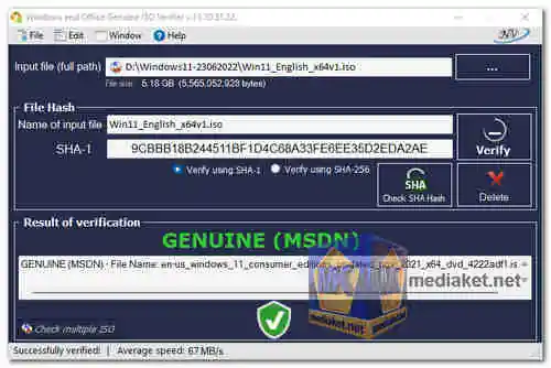 Windows and Office Genuine ISO Verifier screenshot
