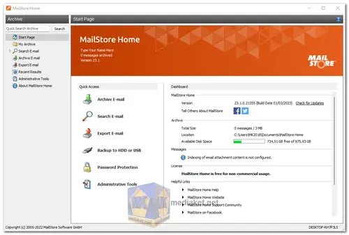 MailStore Home screenshot